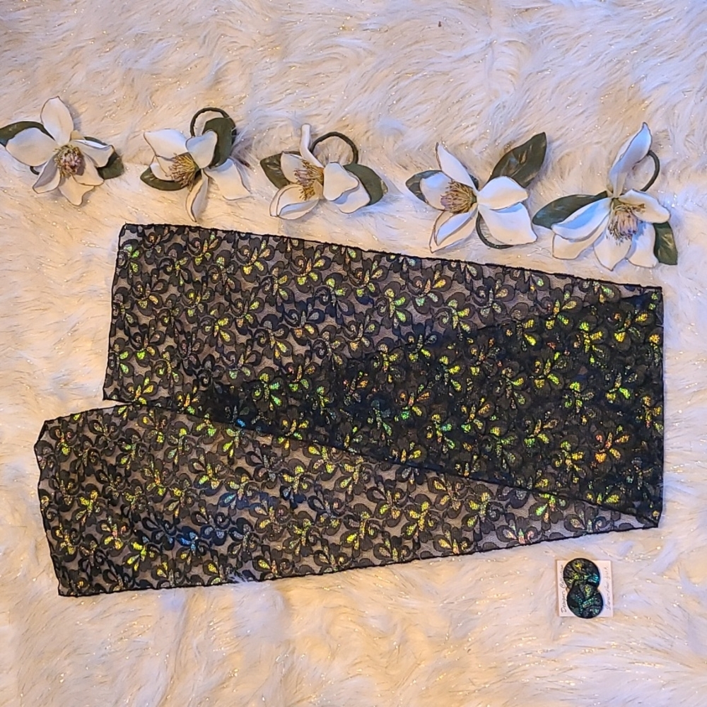 Designer Collection Floral  Green Metallic Scarf & Matching Clip On Earr…